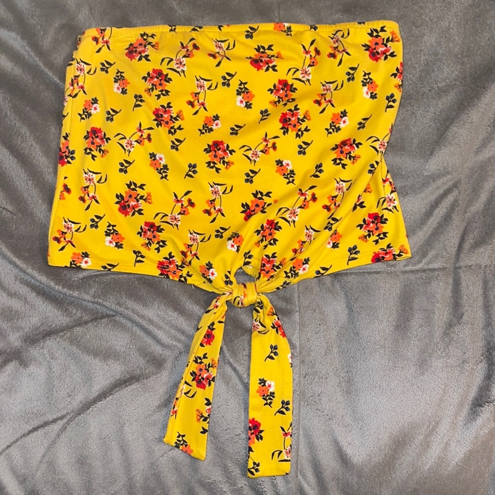 Yellow Floral Cropped tube top